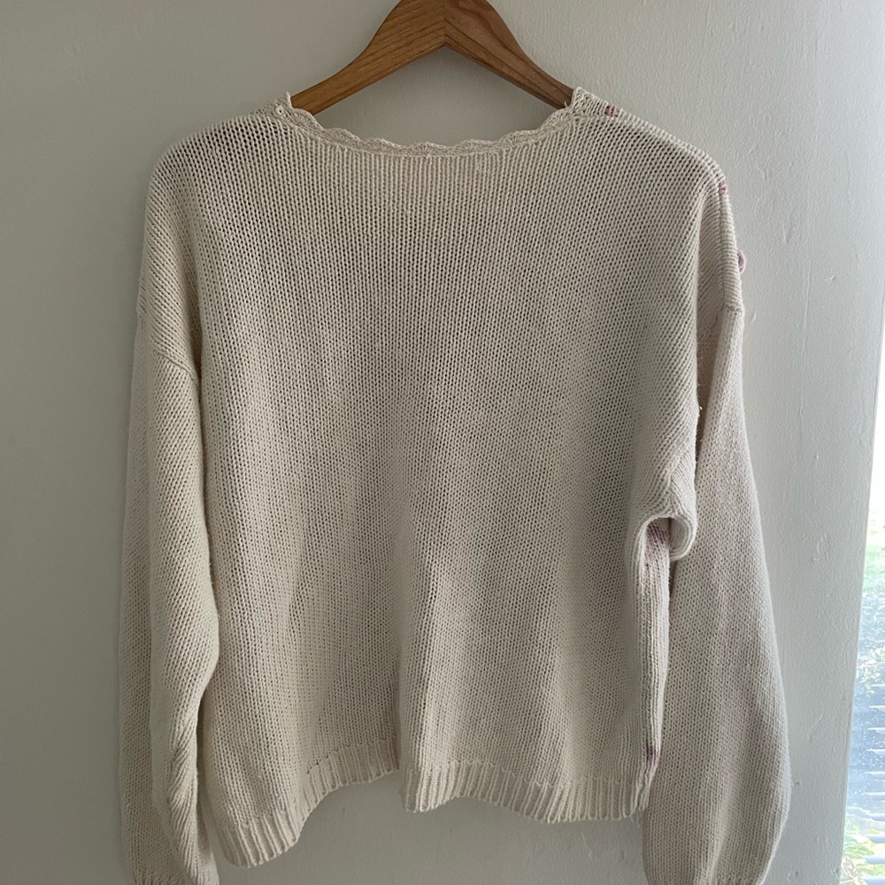 Floral Patterned Cream Sweater - Picture 3 of 3